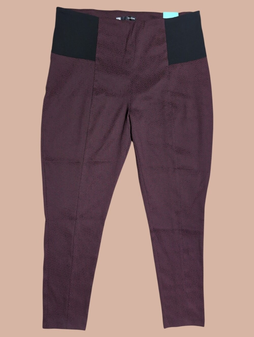 ❤️ Maurices Maroon Ponte Pants with Black Waist Panels XXL NWT